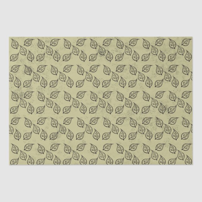 Woodcut Leaf Pattern on Antiqued  Tissue Paper (Front)