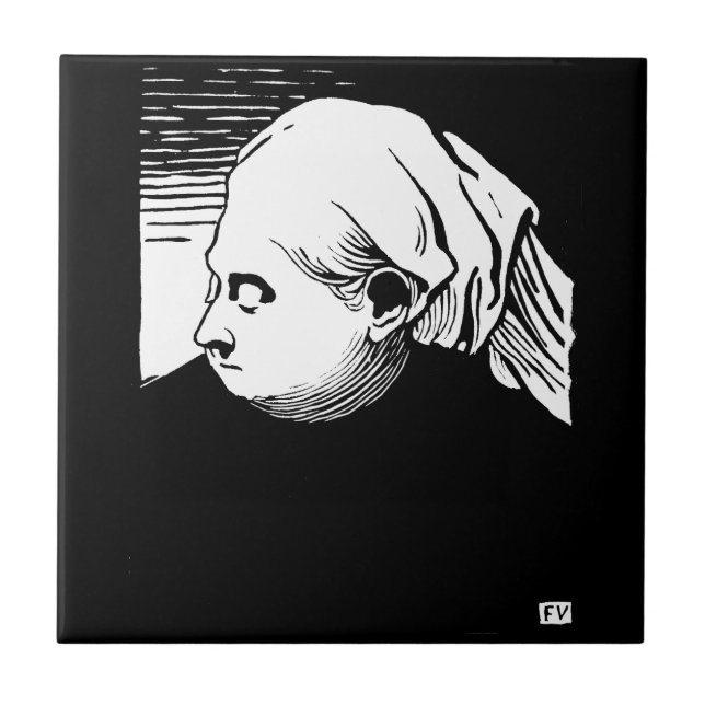 Woodcut Portrait of Queen Victoria  Ceramic Tile (Front)