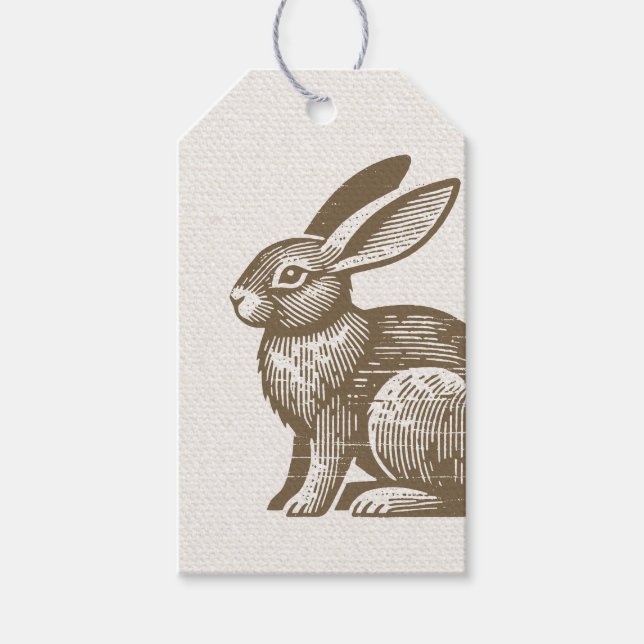 Woodcut Rabbit Tag (Front)