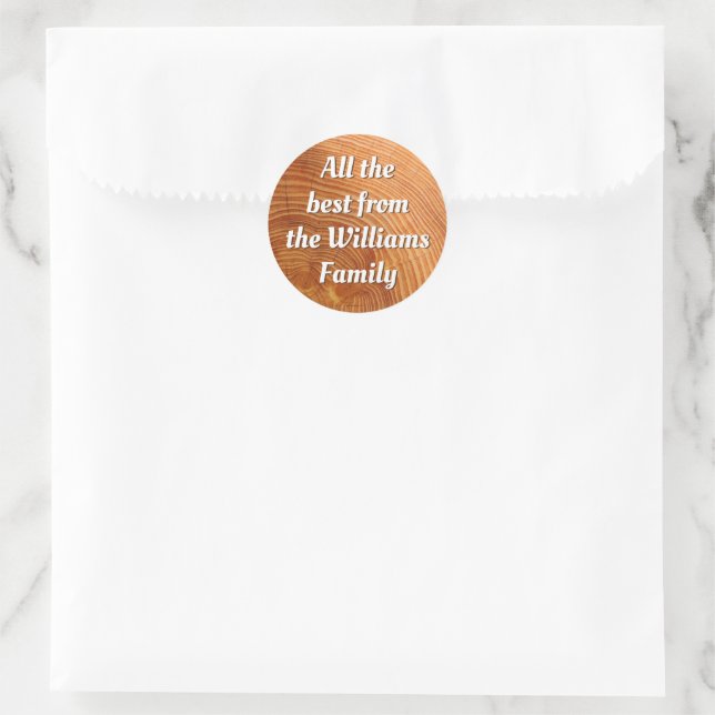 WOODCUT TIMBER PATTERN CLASSIC ROUND STICKER (Bag)