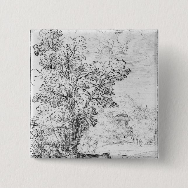 Wooded landscape 15 cm square badge (Front)