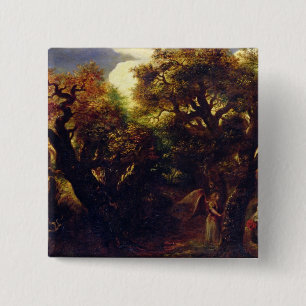 Wooded Landscape with Hagar and the Angel 15 Cm Square Badge