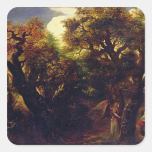 Wooded Landscape with Hagar and the Angel Square Sticker
