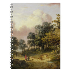 Wooded Landscape with Woman and Child Walking Down Notebook