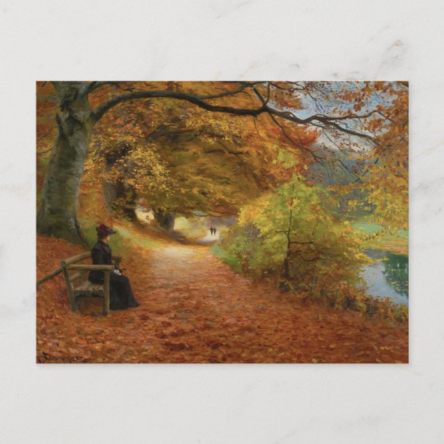 Wooded Path in Autumn Hans Andersen Brendekilde Postcard (Front)