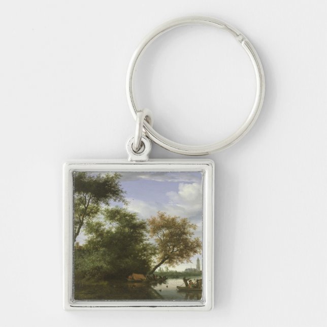 Wooded river landscape key ring (Front)