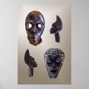 Wooden African Masks Poster