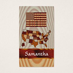 Wooden American flag and map