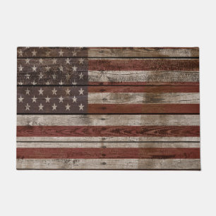 Wooden American Flag Doormat