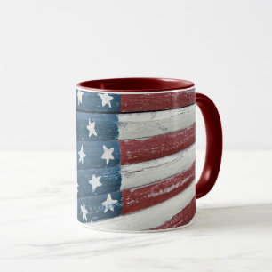 Wooden American Flag Mug