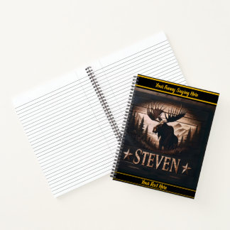 Wooden art of a majestic moose notebook