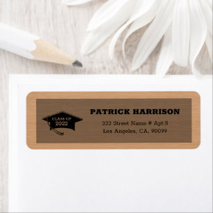 Wooden Background Graduate Label Return Address Label
