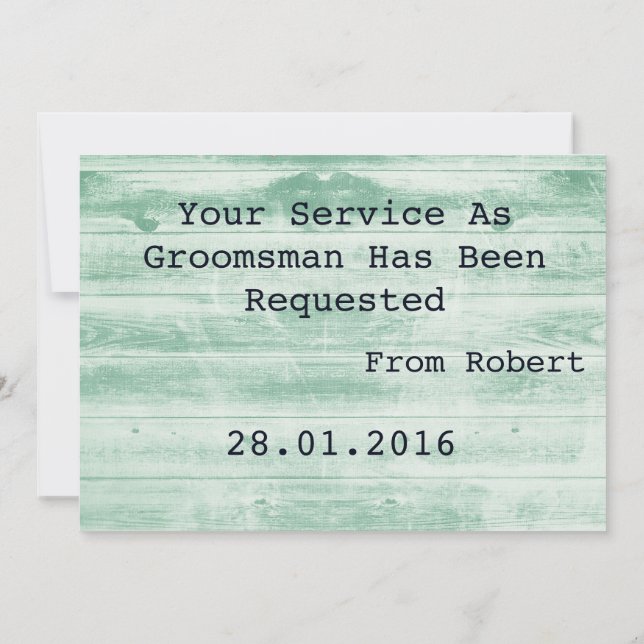 Wooden Background Suitup Will you be my groomsman Invitation (Back)