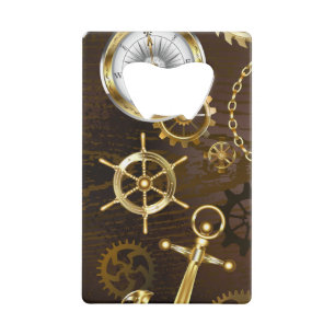 Wooden Background with Mechanical Seahorse