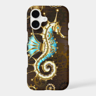 Wooden Background with Mechanical Seahorse