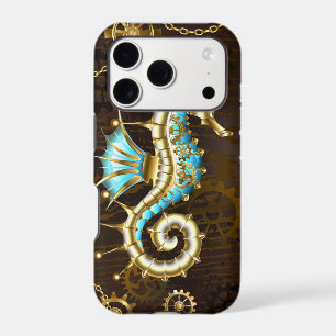 Wooden Background with Mechanical Seahorse