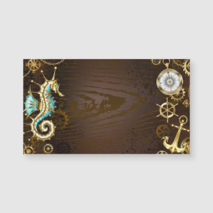 Wooden Background with Mechanical Seahorse