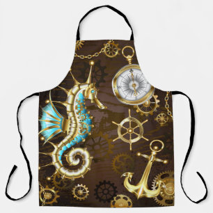 Wooden Background with Mechanical Seahorse Apron