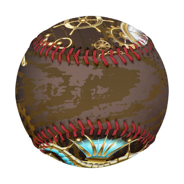 Wooden Background with Mechanical Seahorse Baseball (Front)