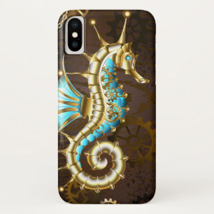Wooden Background with Mechanical Seahorse iPhone X Case