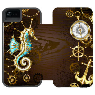 Wooden Background with Mechanical Seahorse Incipio Watson™ iPhone 5 Wallet Case