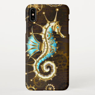 Wooden Background with Mechanical Seahorse iPhone Case