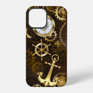 Wooden Background with Mechanical Seahorse iPhone 12 Pro Case