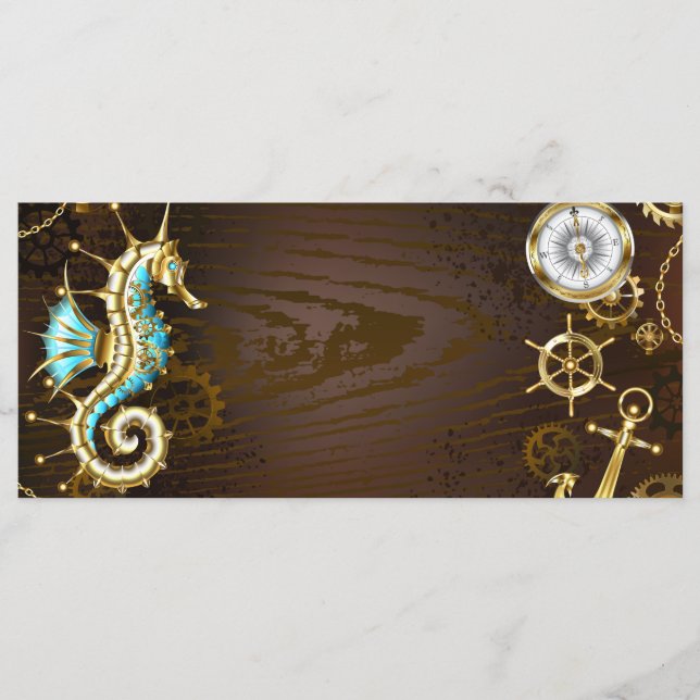 Wooden Background with Mechanical Seahorse Menu (Front)