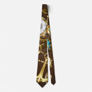 Wooden Background with Mechanical Seahorse Tie