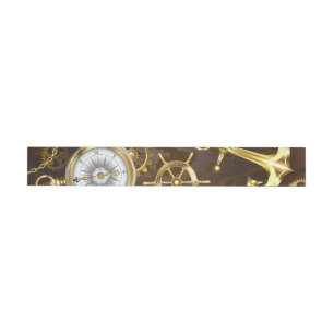 Wooden Background with Mechanical Seahorse Wraparound Address Label