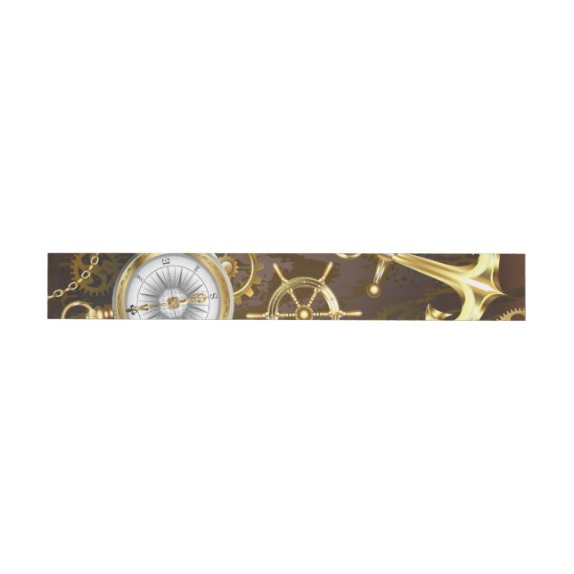 Wooden Background with Mechanical Seahorse Wraparound Address Label (Individual)