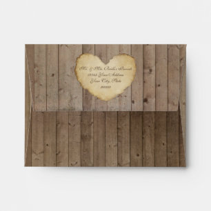 Wooden Barn Board Fence w Heart Rustic Wedding Envelopes