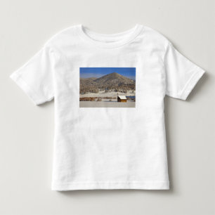 Wooden barn sits in snow near the Boulder Toddler T-Shirt