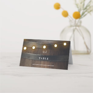 Wooden Barrel Lights Rustic Wedding Table Number Place Card