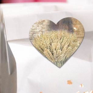 Wooden Barrel western country horseshoe wheat Heart Sticker
