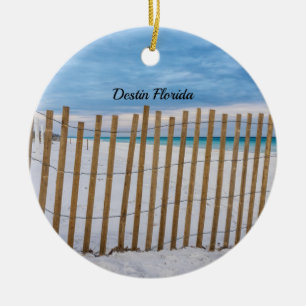 Wooden Beach Fence Sunrise Destin Circle Ornament
