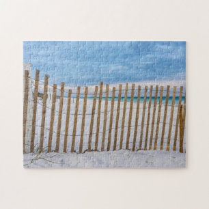 Wooden Beach Fence Sunrise Destin Jigsaw Puzzle