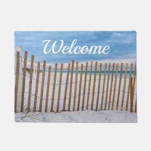 Wooden Beach Fence Sunrise Destin Welcome Doormat