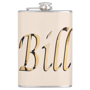 Wooden Bill Name Logo, Hip Flask