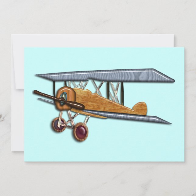 Wooden Biplane Invitation (Front)
