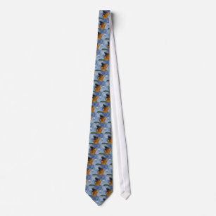 Wooden Black / Brown bear with blue sky Tie