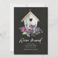 WOODEN BLACK FLORAL BIRD HOUSE MOVING NEW ADDRESS