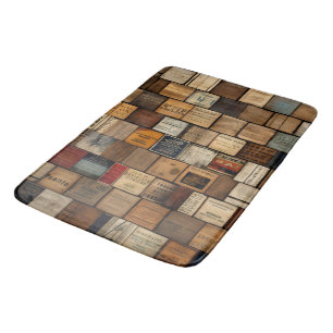 Wooden Block Typography and Art Collage 2 Bath Mat