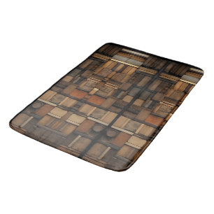 Wooden Block Typography and Art Collage 8 Bath Mat