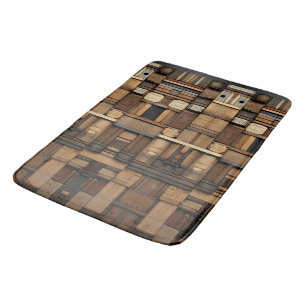 Wooden Block Typography and Art Collage 9 Bath Mat