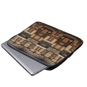 Wooden Block Typography and Art Collage Laptop Sleeve