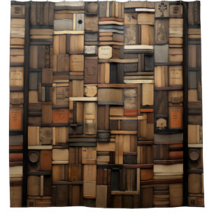 Wooden Block Typography and Art Collage Shower Curtain