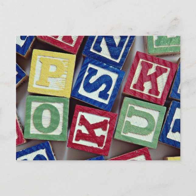 Wooden blocks with alphabets for kids postcard (Front)