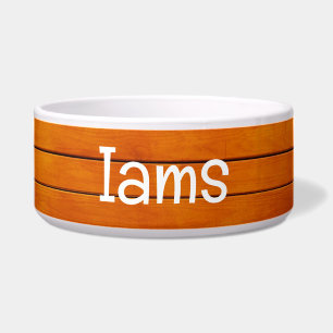 Wooden Board Pet Bowl with IAMS Text