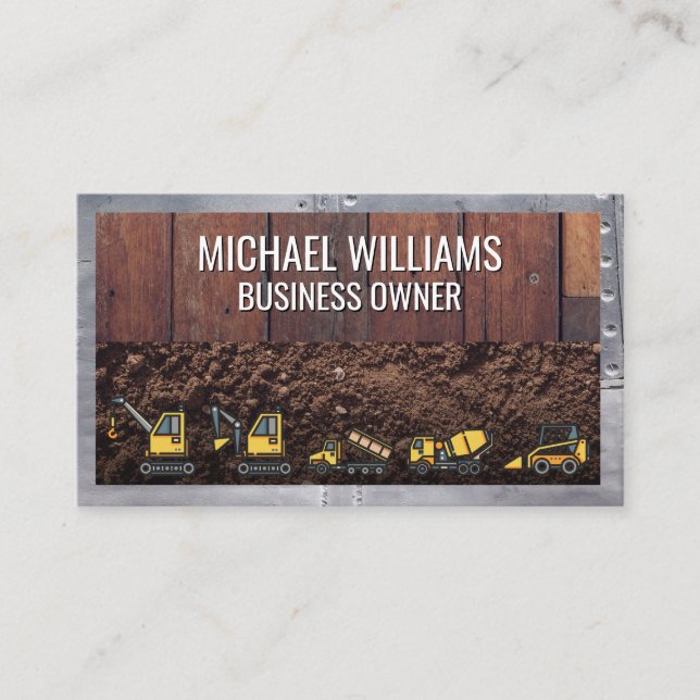 Wooden Boards Dirt | Metal Rivets Business Card (Front)